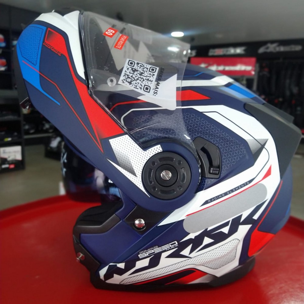 CAPACETE NORISK ROUTE FF345 SPEEDMAX AZUL FOSCO/BRANCO