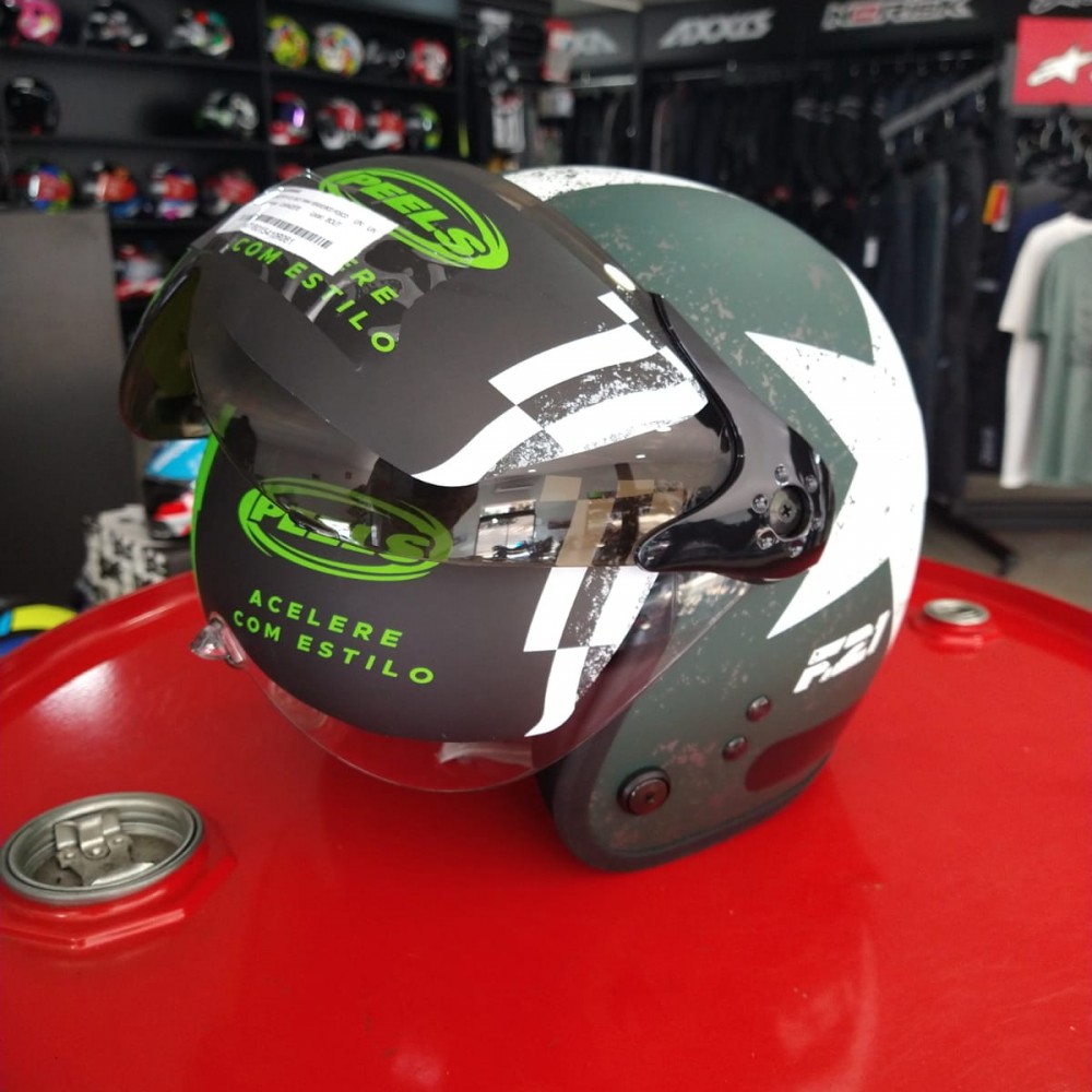 capacete f-21 peels verde/branco