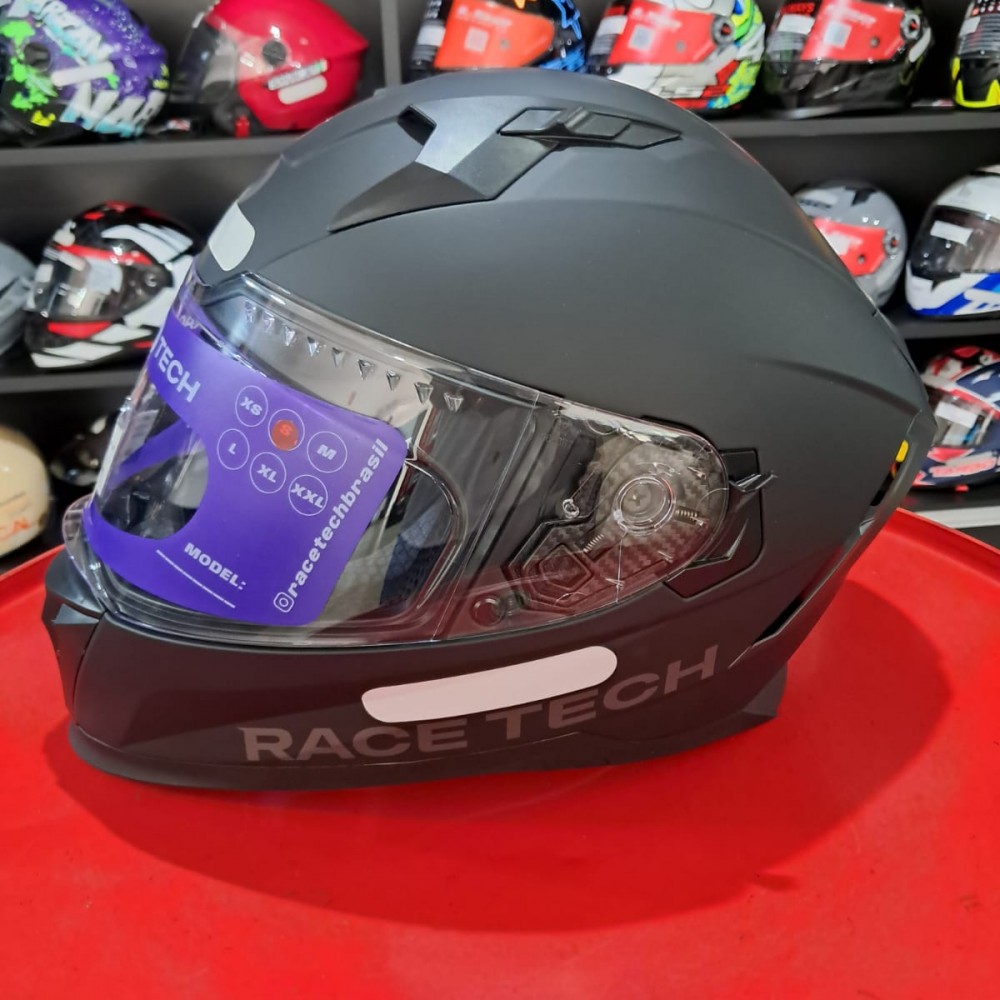 CAPACETE RACE TECH VOLT MONOCOLOR FOSCO PRETO