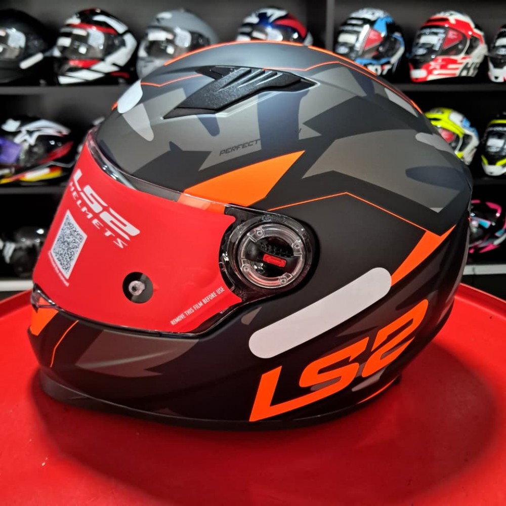 Capacete Ls2 Ff358 Tank Preto Fosco Laranja
